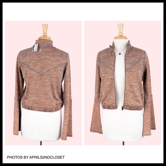 FREE PEOPLE BOHO ZIP UP ATHLEISURE JACKET A2C - Picture 2 of 8